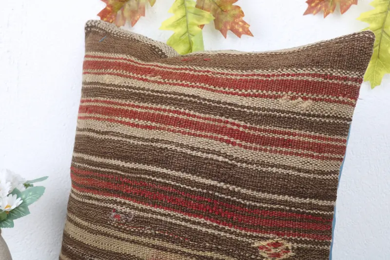 Vintage Throw Cushion, 16x16 Red Cushion Case, Gift Pillow, Kilim Pillow Cover, Pillow Case, Nomadic Cushion Case, Turkish Kilim Pillow - 5