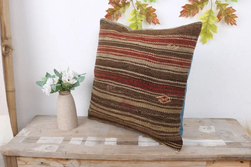 Vintage Throw Cushion, 16x16 Red Cushion Case, Gift Pillow, Kilim Pillow Cover, Pillow Case, Nomadic Cushion Case, Turkish Kilim Pillow - 4