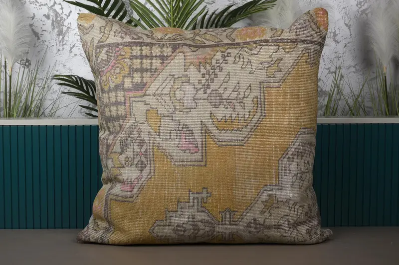 Braunes und beiges Southwestern-Wurfkissen, Vintage-gesticktes Kissen