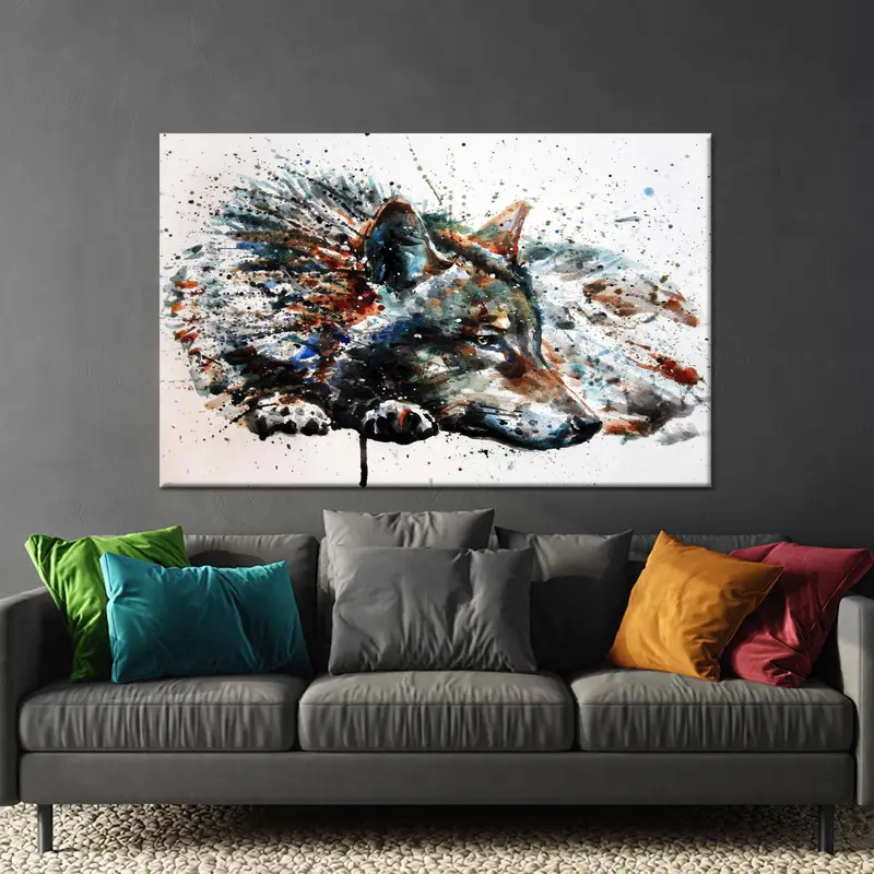 モダンウルフキャンバスアート: トレンディなオオカミ愛好家へのギフト、ロフト&マンケイブ用