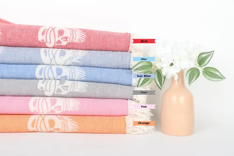 Custom Towel Beach, Girls Weekend Favors, Bridal Gifts, Bridesmaid Gift, Wedding Gifts Towel, Personalized Towel, 70x36 Cotton Skull Patterned Towel - 1