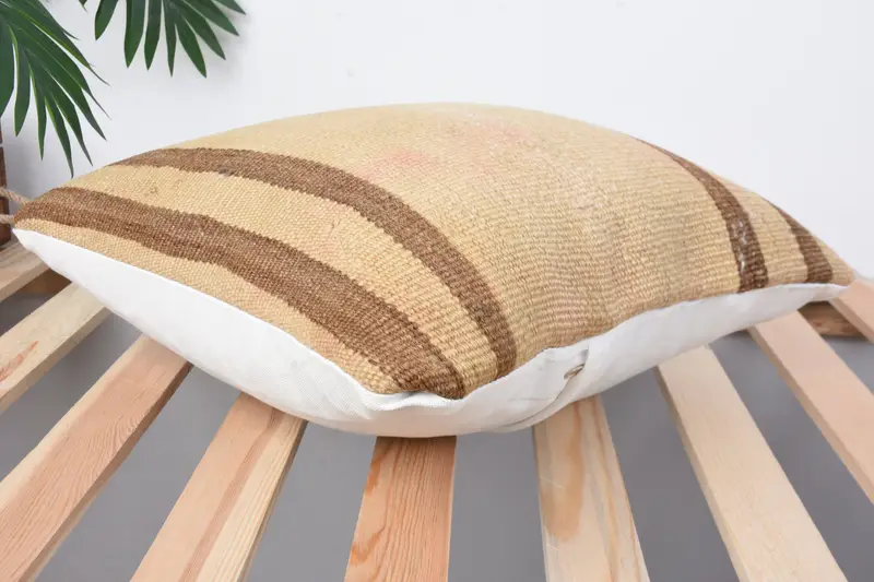 Turkish Pillow, Colorful Cushion Cover, Vintage Kilim Throw Pillow, Cushion Cover, 16x16 Beige Pillow Sham, Ikat Pillow Sham, Pillow for Couch - 6
