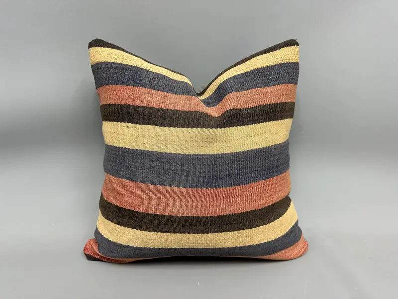 Neutral Throw Pillow Cover, Handmade Kilim Cushion, Cushion Cover, Boho Pillow, Throw Kilim Pillow, Handwoven Pillow Sham, 20x20 Beige Cushion Case - 1