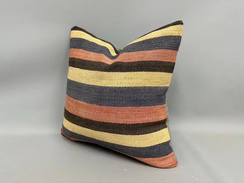 Neutral Throw Pillow Cover, Handmade Kilim Cushion, Cushion Cover, Boho Pillow, Throw Kilim Pillow, Handwoven Pillow Sham, 20x20 Beige Cushion Case - 3