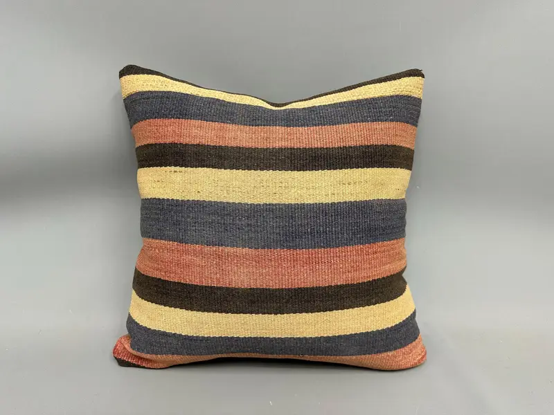Neutral Throw Pillow Cover, Handmade Kilim Cushion, Cushion Cover, Boho Pillow, Throw Kilim Pillow, Handwoven Pillow Sham, 20x20 Beige Cushion Case - 4