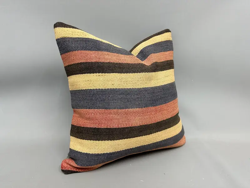 Neutral Throw Pillow Cover, Handmade Kilim Cushion, Cushion Cover, Boho Pillow, Throw Kilim Pillow, Handwoven Pillow Sham, 20x20 Beige Cushion Case - 2