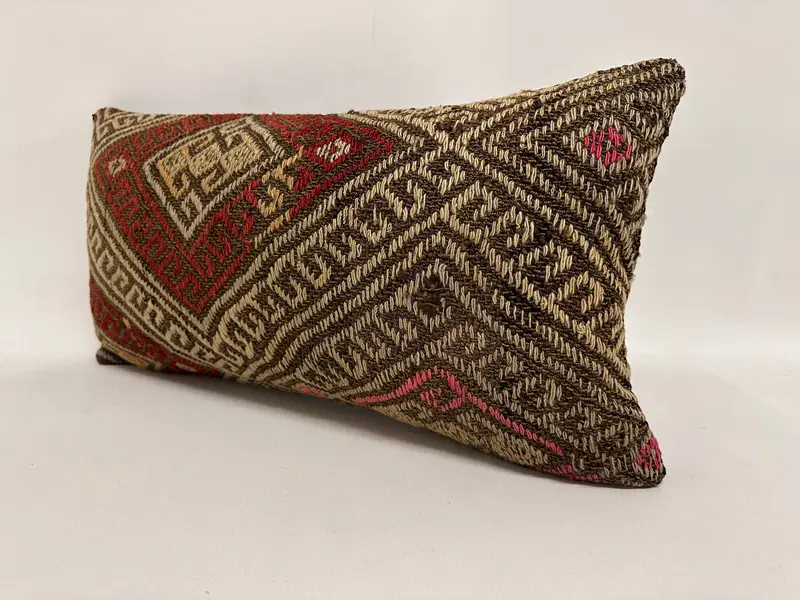 12x24 Brown Cushion, Boho Throw Pillow Case, Turkish Pillow, Cushion, Boho Pillow, Gift Pillow, Designer Throw Cushion, Pattern Throw Cushion Case - 3