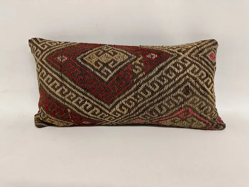 12x24 Brown Cushion, Boho Throw Pillow Case, Turkish Pillow, Cushion, Boho Pillow, Gift Pillow, Designer Throw Cushion, Pattern Throw Cushion Case - 1