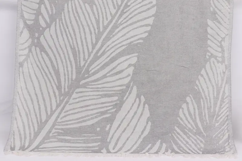 Floral Design Towel Monogrammed Dark Gray Cotton, 40x71 Inches