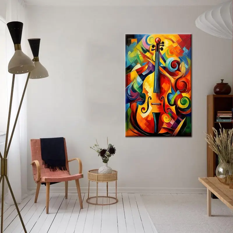 Moderne abstrakte Cello-Leinwand: Bunte gedruckte Kunst für die Inneneinrichtung