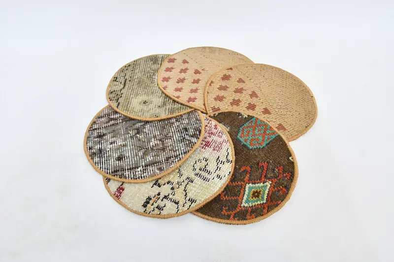 Manteles individuales beige y marrón con estampado bohemio, elegantes manteles individuales de 25 pulgadas