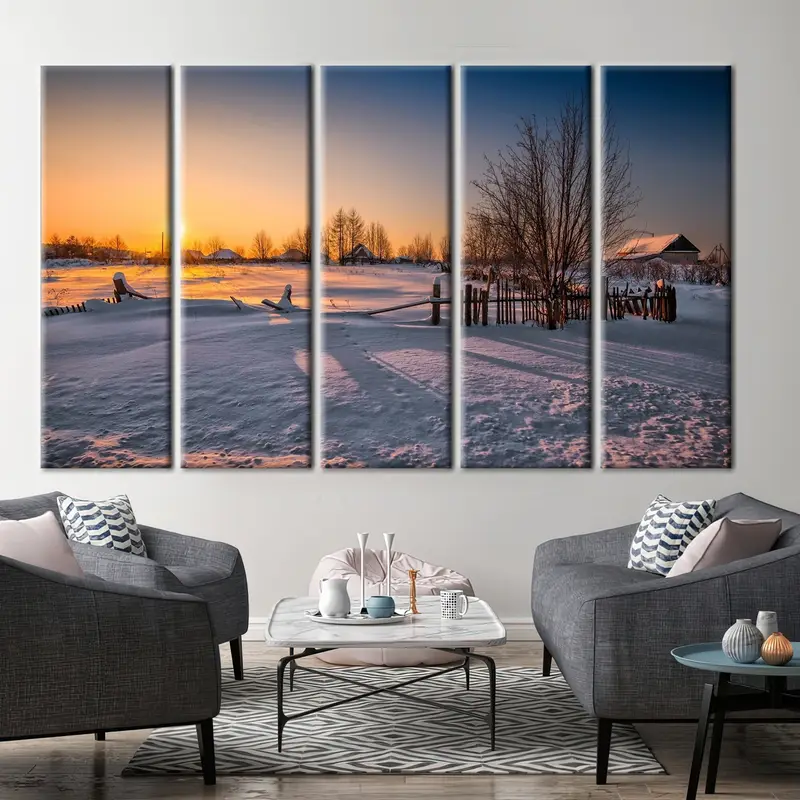 Winter Wall Decor, Wall Art, Winter Canvas, Landscape Wall Art, Landscape Canvas, Farmhouse Wall Art, Coastal Wall Art, Living Room Decor, - 4