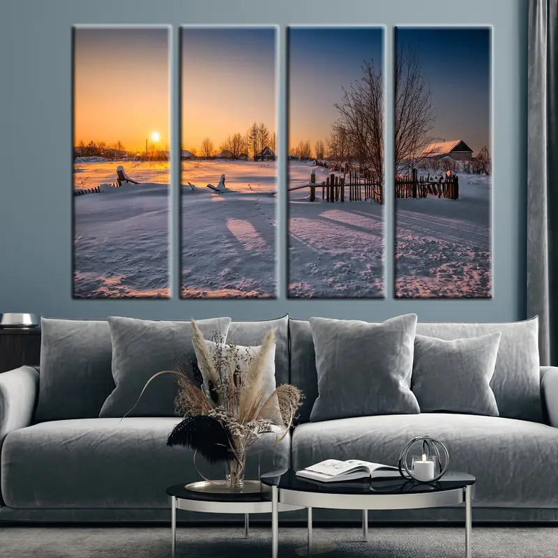 Winter Wall Decor, Wall Art, Winter Canvas, Landscape Wall Art, Landscape Canvas, Farmhouse Wall Art, Coastal Wall Art, Living Room Decor, - 3