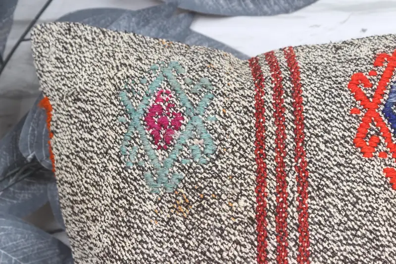 Pillow Case, Christmas Cushion, Throw Kilim Pillow, Vintage Pillow, 12x12 Brown Pillow Case, Boho Pillow, Comfy Throw Pillow Sham - 2