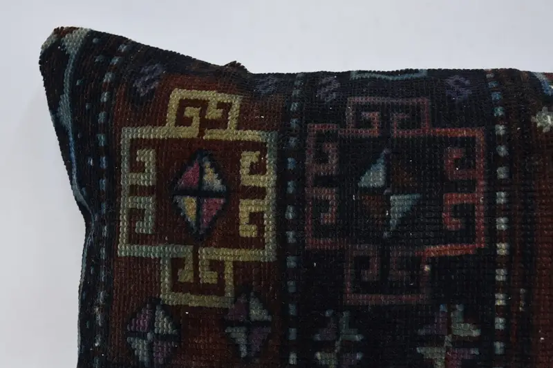 Handwoven Cushion, Ethnical Kilim Rug Pillow, Handmade Kilim Cushion, Kilim Cushion Sham, 16x24 Blue Pillow Sham, Pastel Pillow Cover, Cushion - 2