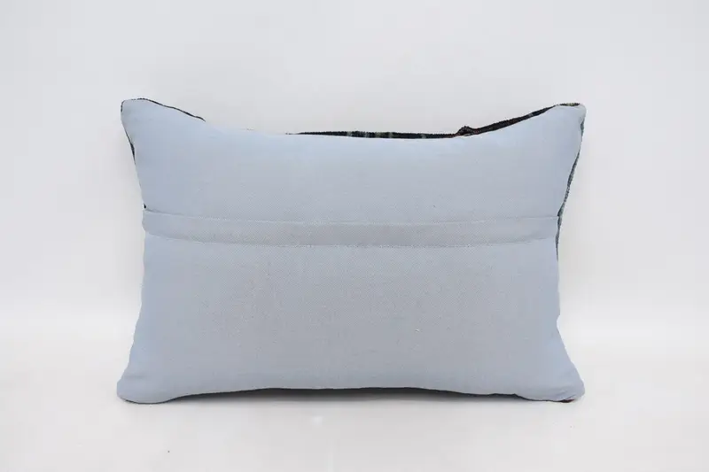 Handwoven Cushion, Ethnical Kilim Rug Pillow, Handmade Kilim Cushion, Kilim Cushion Sham, 16x24 Blue Pillow Sham, Pastel Pillow Cover, Cushion - 6