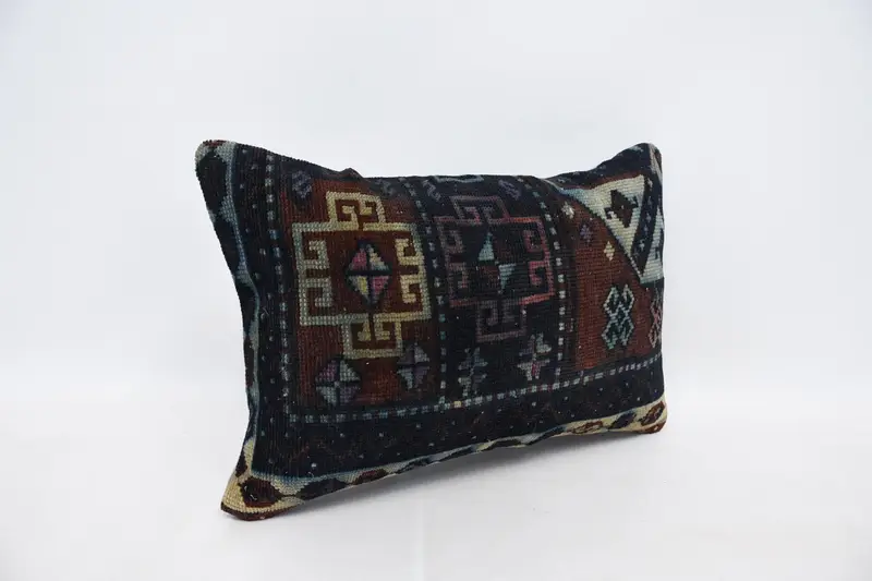 Handwoven Cushion, Ethnical Kilim Rug Pillow, Handmade Kilim Cushion, Kilim Cushion Sham, 16x24 Blue Pillow Sham, Pastel Pillow Cover, Cushion - 3