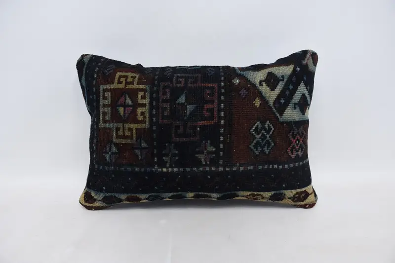 Handwoven Cushion, Ethnical Kilim Rug Pillow, Handmade Kilim Cushion, Kilim Cushion Sham, 16x24 Blue Pillow Sham, Pastel Pillow Cover, Cushion - 1