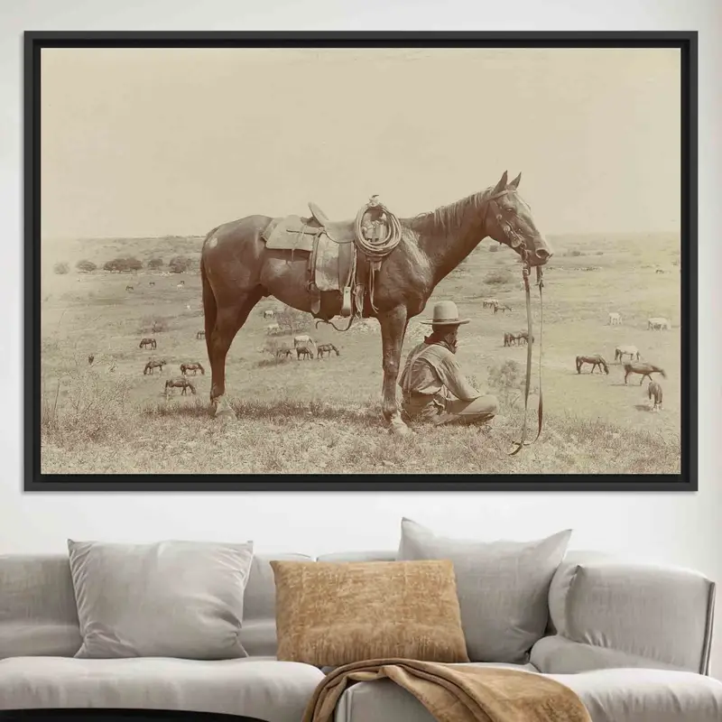 Rustikale Texas-Pferdeliebhaber-Leinwand: Eleganter Bauernhaus-Dekordruck