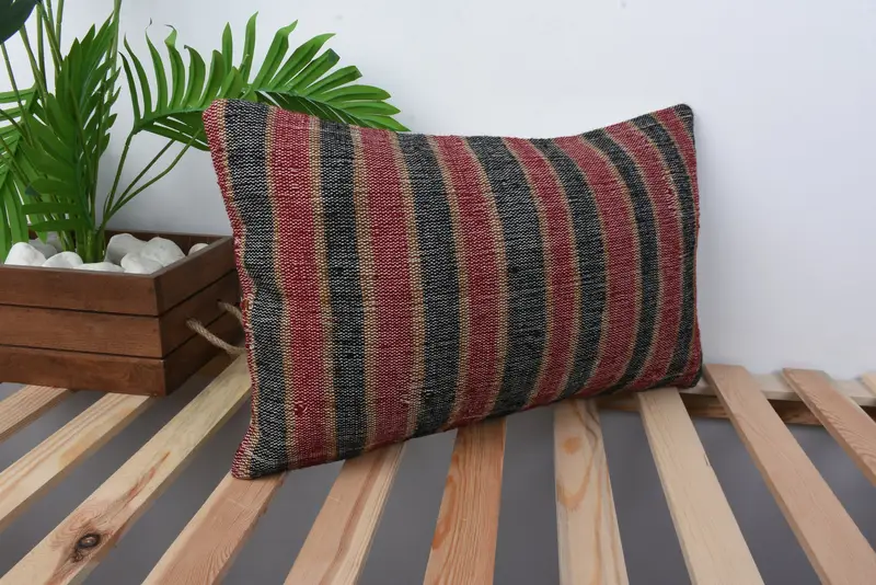 Pillow Sham, Interior Designer Pillow, Natural Cushion Cover, Living Room Throw Pillow, Boho Pillow, Home Decor Pillow, 12x20 Black Pillow Sham - 4