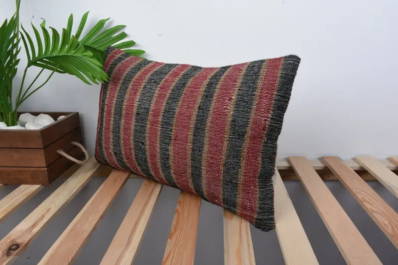 Pillow Sham, Interior Designer Pillow, Natural Cushion Cover, Living Room Throw Pillow, Boho Pillow, Home Decor Pillow, 12x20 Black Pillow Sham - 5