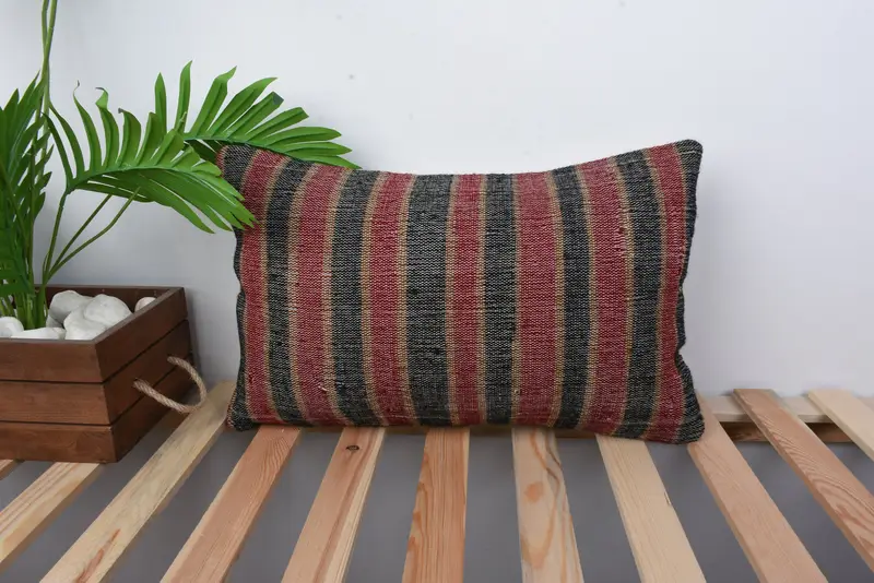 Pillow Sham, Interior Designer Pillow, Natural Cushion Cover, Living Room Throw Pillow, Boho Pillow, Home Decor Pillow, 12x20 Black Pillow Sham - 1