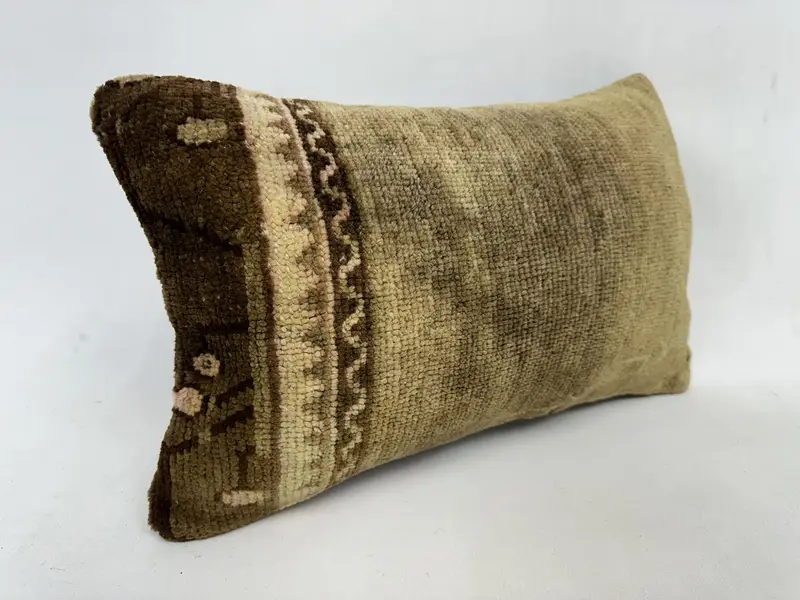 Kilim -Kissenbezug, Kissenbedeckung, 12x20 beige Kissenschein, handgefertigt - 3