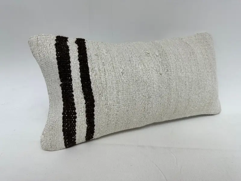 Pillow Sham, Ikat Cushion Cover, Turkish Pillow, Turkish Rugs Pillow, Vintage Kilim Throw Pillow, Kilim Pillow, 10x20 Beige Cushion - 2