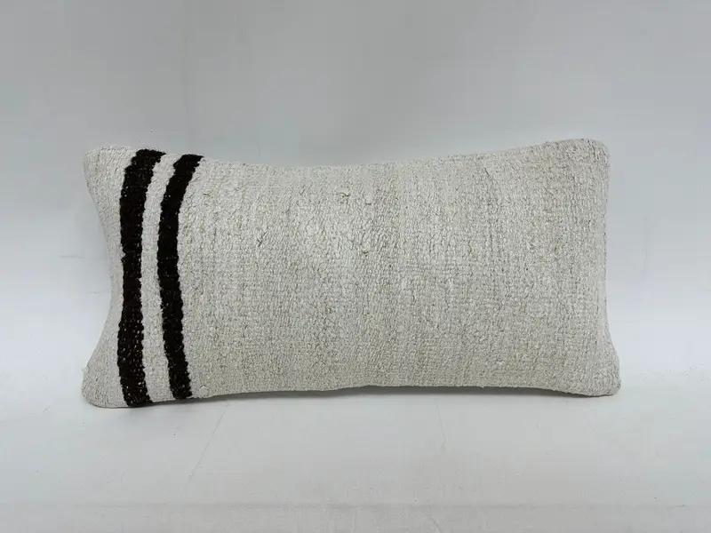Pillow Sham, Ikat Cushion Cover, Turkish Pillow, Turkish Rugs Pillow, Vintage Kilim Throw Pillow, Kilim Pillow, 10x20 Beige Cushion - 1