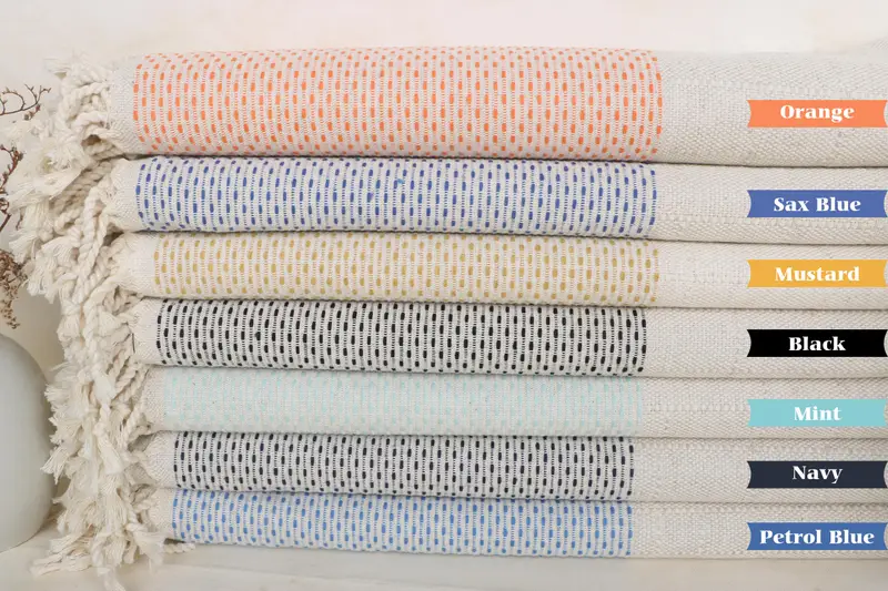 Personalisiertes Strandtuch aus türkischer Baumwolle, Beige, 40 x 71 Zoll