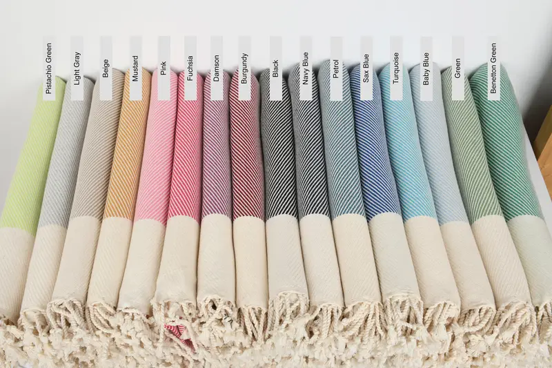 Striped Personalized Beach Towel Organic Cotton Beige, 40x71 Inches