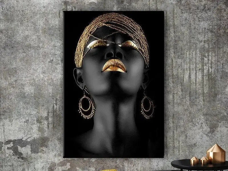 Black Woman Canvas, African Art Decor, Home Decor Wall Art, Wall Art Canvas, WallHanging Decor, Ethnic Canvas Print, Framed Painting - 3