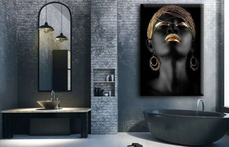 Black Woman Canvas, African Art Decor, Home Decor Wall Art, Wall Art Canvas, WallHanging Decor, Ethnic Canvas Print, Framed Painting - 2