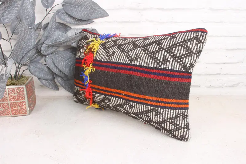 Pillow Cover, Gift Pillow, Kilim Pillow, 12x20 White Cushion Cover, Tapestry Pillow Case, Living Room Throw Cushion Case, Handmade Kilim Cushion - 4