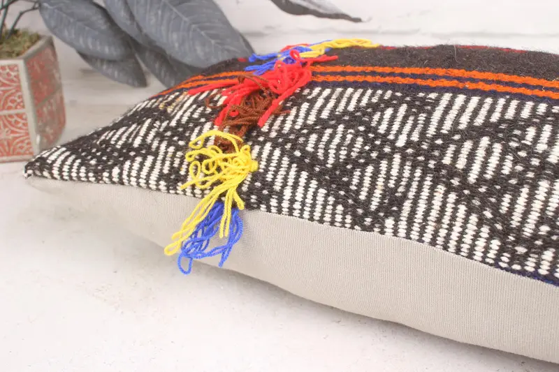 Pillow Cover, Gift Pillow, Kilim Pillow, 12x20 White Cushion Cover, Tapestry Pillow Case, Living Room Throw Cushion Case, Handmade Kilim Cushion - 7