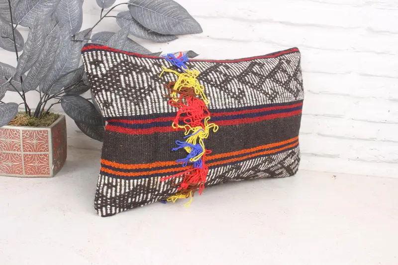 Pillow Cover, Gift Pillow, Kilim Pillow, 12x20 White Cushion Cover, Tapestry Pillow Case, Living Room Throw Cushion Case, Handmade Kilim Cushion - 3