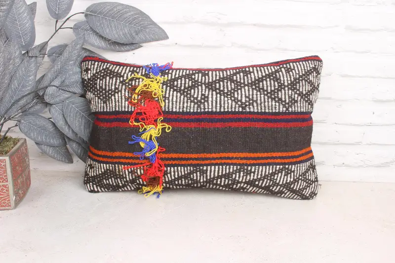 Pillow Cover, Gift Pillow, Kilim Pillow, 12x20 White Cushion Cover, Tapestry Pillow Case, Living Room Throw Cushion Case, Handmade Kilim Cushion - 1