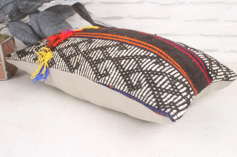 Pillow Cover, Gift Pillow, Kilim Pillow, 12x20 White Cushion Cover, Tapestry Pillow Case, Living Room Throw Cushion Case, Handmade Kilim Cushion - 6