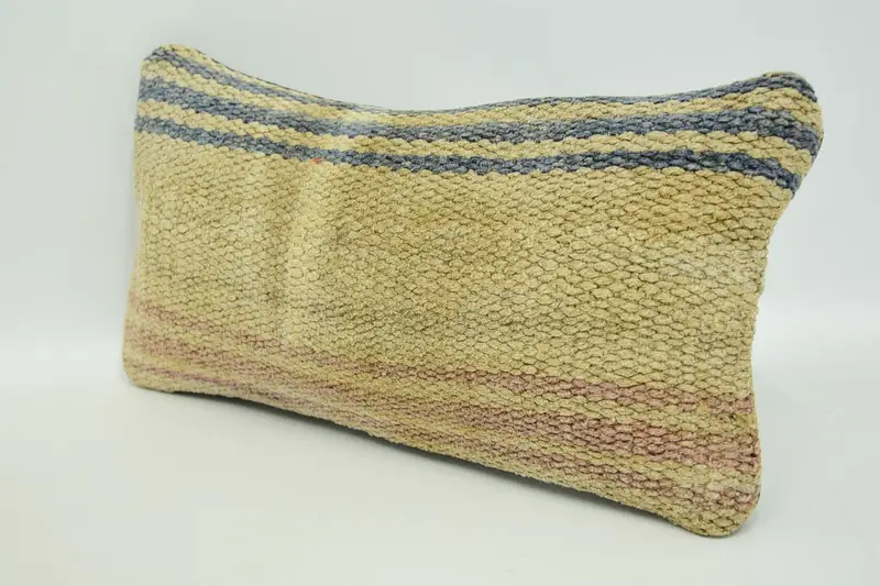 Vintage Kilim Throw Pillow, Gift Pillow, Hippie Throw Cushion Case, Antique Pillows, Cushion Cover, 8x16 Beige Cushion Case, Retro Throw Pillow Case - 4