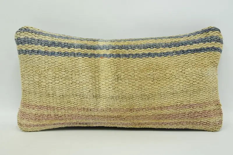 Vintage Kilim Throw Pillow, Gift Pillow, Hippie Throw Cushion Case, Antique Pillows, Cushion Cover, 8x16 Beige Cushion Case, Retro Throw Pillow Case - 1
