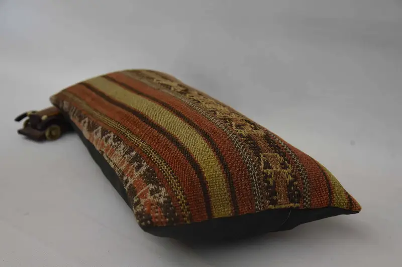 Vintage Kilim Pillow, Cushion, Southwestern Pillow Case, Boho Pillow Sham Cover, Colorful Cushion Cover, 12x24 Orange Pillow Case, Antique Pillows - 6