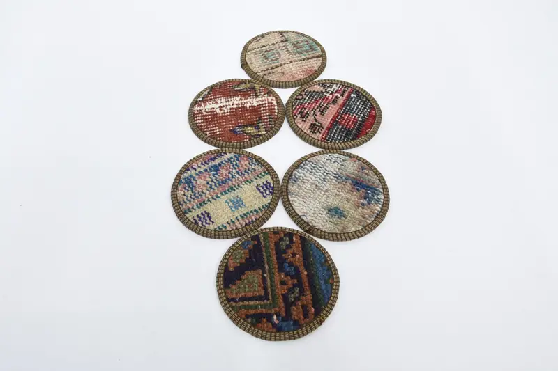 Posavasos redondo bohemio, posavasos marrón y rojo para decoración de cocina