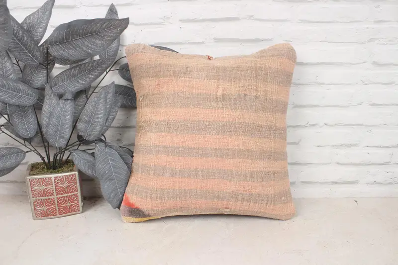16x16 Beige Pillow, Toss Cushion, Kilim Pillow, Traditional Pillow Sham, Throw Kilim Pillow, Couch Pillow, Pillow Sham, Interior Designer Pillow - 1