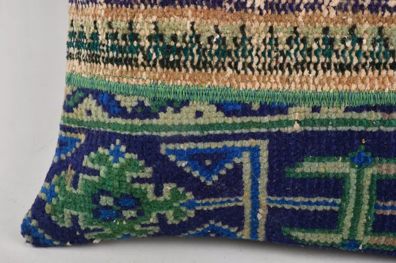 Vintage Throw Cushion Case, Chair Pillow, Vintage Pillow, 16x16 Blue Pillow Case, Ethnical Kilim Rug Pillow, Pillow, Boho Pillow Sham Cover - 4
