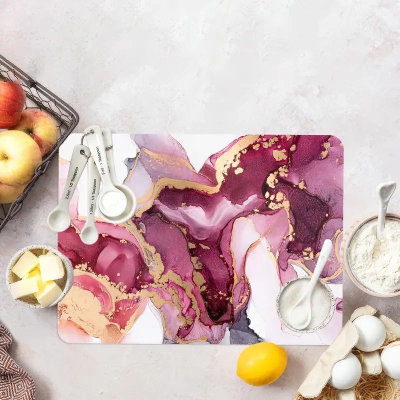 Tabla de cortar de vidrio de mármol rosa brillante, esencial para la cocina contemporánea