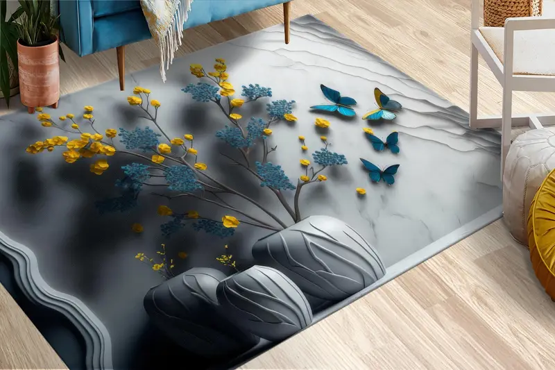 エレガントでモダンなプリントラグ：豪華、抽象的、トレンディなデザイン