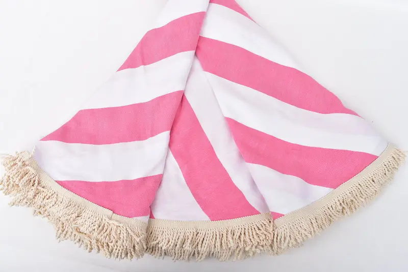 Gift For Her, Gift For Wedding Day, Peshtemal Towel USA, Bridal Shower Gift, Wedding Shower Gift, Beach towel, 64x64 Cotton Striped Round Towel - 6