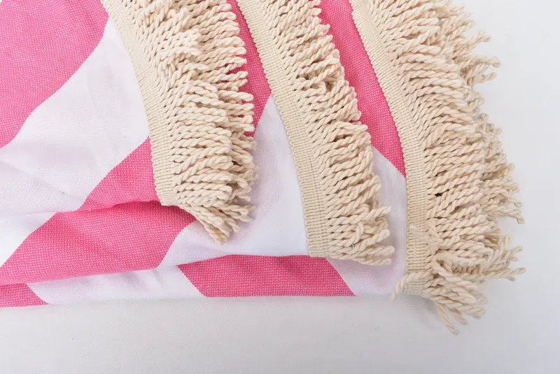 Gift For Her, Gift For Wedding Day, Peshtemal Towel USA, Bridal Shower Gift, Wedding Shower Gift, Beach towel, 64x64 Cotton Striped Round Towel - 5