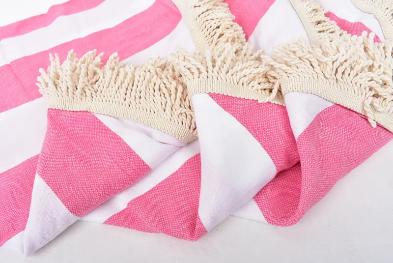 Gift For Her, Gift For Wedding Day, Peshtemal Towel USA, Bridal Shower Gift, Wedding Shower Gift, Beach towel, 64x64 Cotton Striped Round Towel - 4