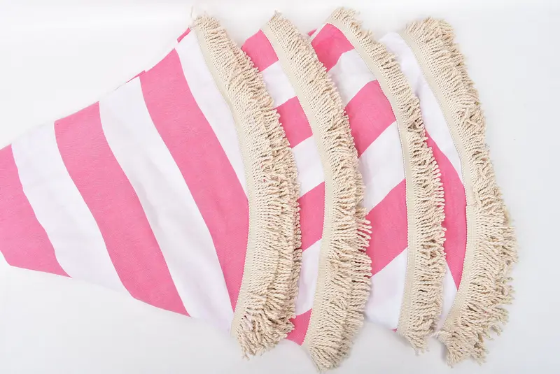 Gift For Her, Gift For Wedding Day, Peshtemal Towel USA, Bridal Shower Gift, Wedding Shower Gift, Beach towel, 64x64 Cotton Striped Round Towel - 3